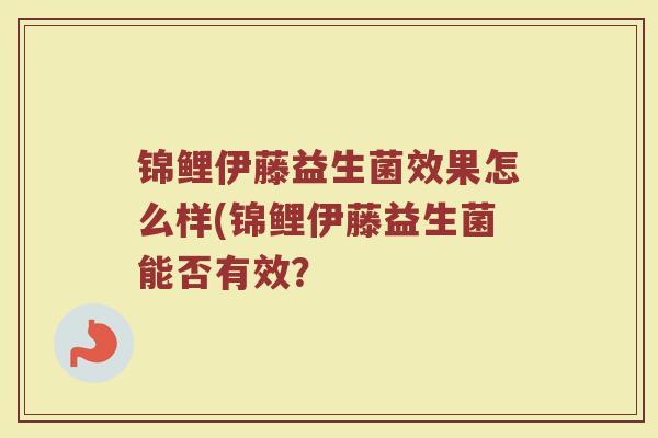 锦鲤伊藤益生菌效果怎么样(锦鲤伊藤益生菌能否有效？