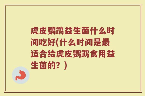 虎皮鹦鹉益生菌什么时间吃好(什么时间是最适合给虎皮鹦鹉食用益生菌的？)