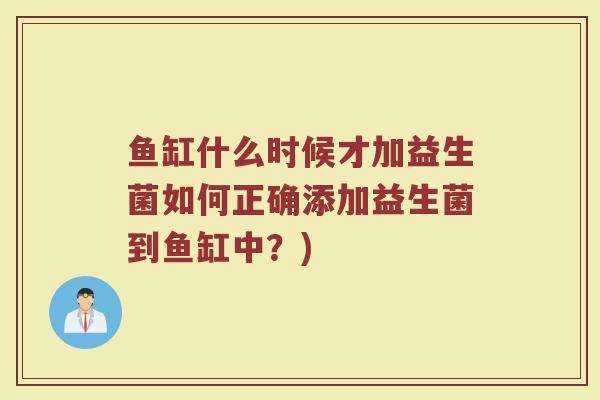鱼缸什么时候才加益生菌如何正确添加益生菌到鱼缸中？)