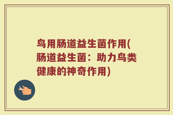 鸟用肠道益生菌作用(肠道益生菌：助力鸟类健康的神奇作用)