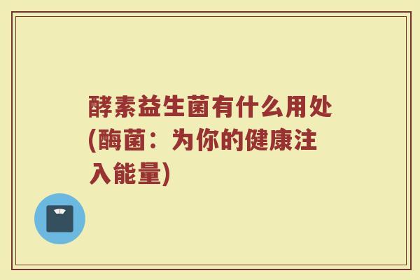酵素益生菌有什么用处(酶菌：为你的健康注入能量)