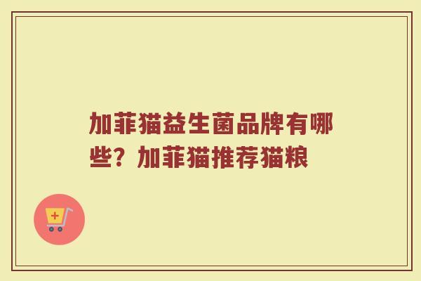 加菲猫益生菌品牌有哪些？加菲猫推荐猫粮
