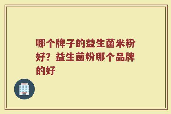 哪个牌子的益生菌米粉好？益生菌粉哪个品牌的好