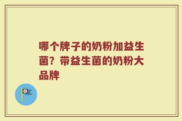 哪个牌子的奶粉加益生菌？带益生菌的奶粉大品牌