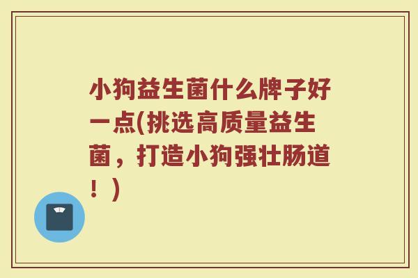 小狗益生菌什么牌子好一点(挑选高质量益生菌，打造小狗强壮肠道！)