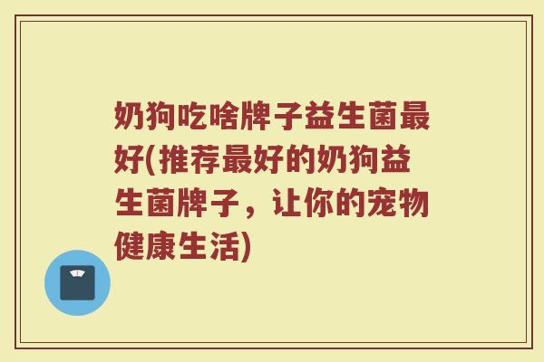 奶狗吃啥牌子益生菌最好(推荐最好的奶狗益生菌牌子，让你的宠物健康生活)