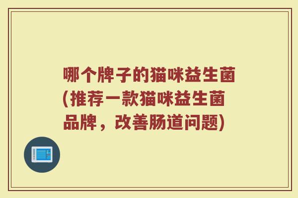 哪个牌子的猫咪益生菌(推荐一款猫咪益生菌品牌，改善肠道问题)