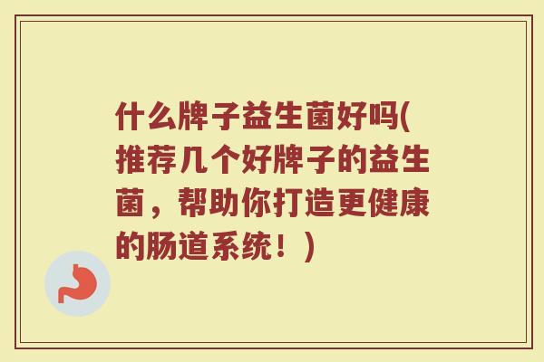 什么牌子益生菌好吗(推荐几个好牌子的益生菌，帮助你打造更健康的肠道系统！)