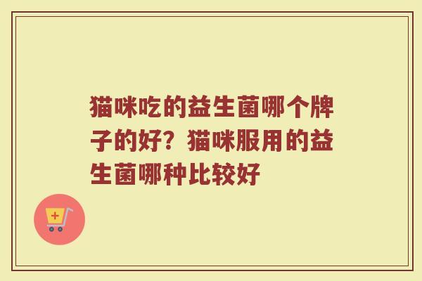 猫咪吃的益生菌哪个牌子的好？猫咪服用的益生菌哪种比较好
