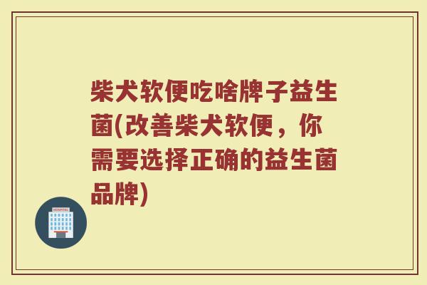 柴犬软便吃啥牌子益生菌(改善柴犬软便，你需要选择正确的益生菌品牌)