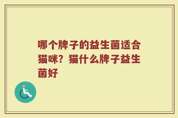 哪个牌子的益生菌适合猫咪？猫什么牌子益生菌好