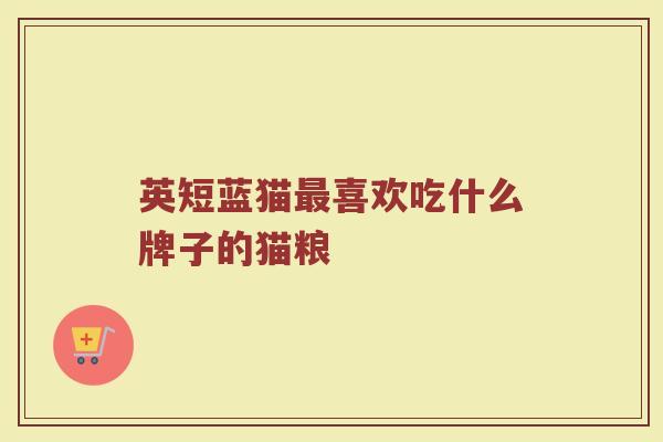 英短蓝猫最喜欢吃什么牌子的猫粮