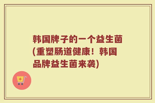 韩国牌子的一个益生菌(重塑肠道健康！韩国品牌益生菌来袭)