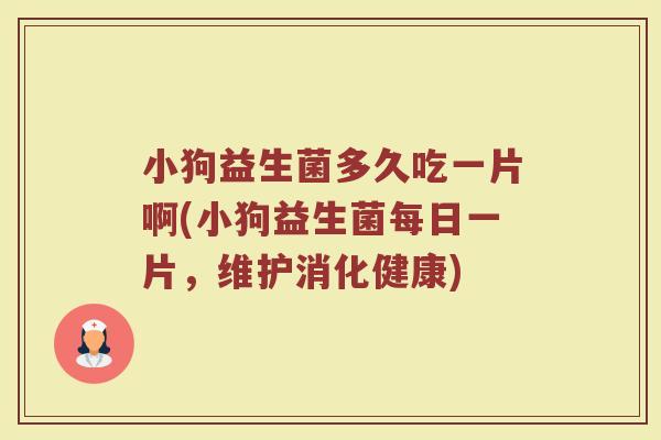 小狗益生菌多久吃一片啊(小狗益生菌每日一片，维护消化健康)