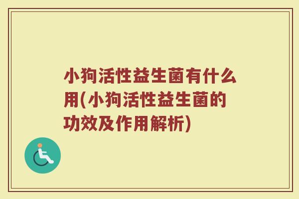 小狗活性益生菌有什么用(小狗活性益生菌的功效及作用解析)