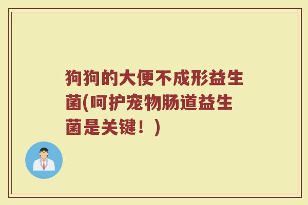 狗狗的大便不成形益生菌(呵护宠物肠道益生菌是关键！)
