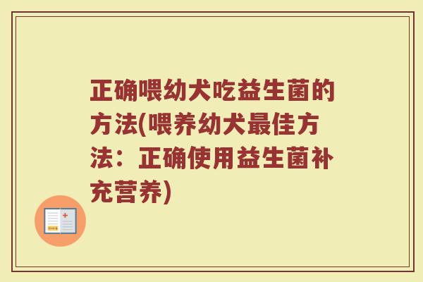 正确喂幼犬吃益生菌的方法(喂养幼犬最佳方法：正确使用益生菌补充营养)