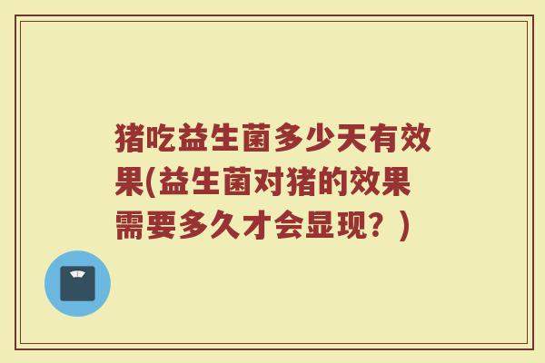 猪吃益生菌多少天有效果(益生菌对猪的效果需要多久才会显现？)