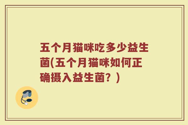 五个月猫咪吃多少益生菌(五个月猫咪如何正确摄入益生菌？)