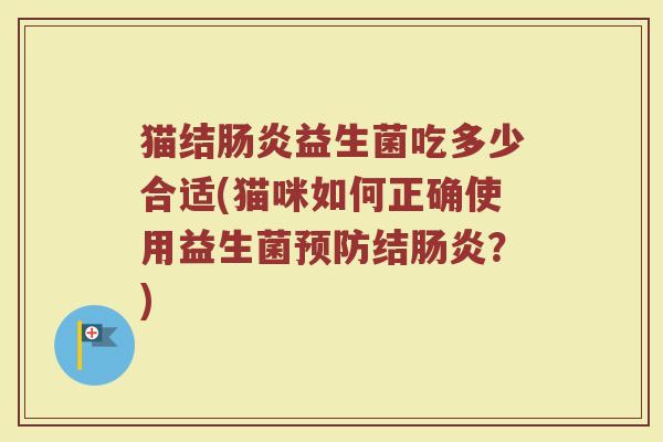 猫结肠炎益生菌吃多少合适(猫咪如何正确使用益生菌预防结肠炎？)