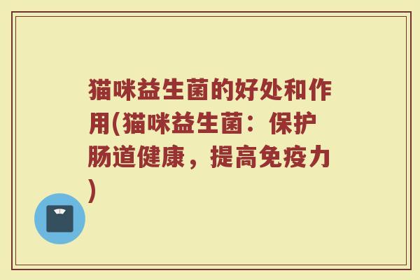 猫咪益生菌的好处和作用(猫咪益生菌：保护肠道健康，提高免疫力)
