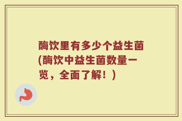 酶饮里有多少个益生菌(酶饮中益生菌数量一览，全面了解！)