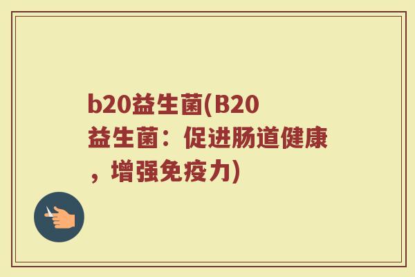 b20益生菌(B20益生菌：促进肠道健康，增强免疫力)
