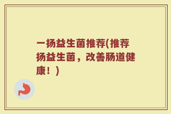 一扬益生菌推荐(推荐扬益生菌，改善肠道健康！)