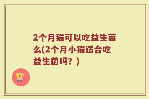 2个月猫可以吃益生菌么(2个月小猫适合吃益生菌吗？)