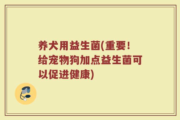 养犬用益生菌(重要!给宠物狗加点益生菌可以促进健康) 养犬用益生菌(重要!给宠物狗加点益生菌可以促进健康)
