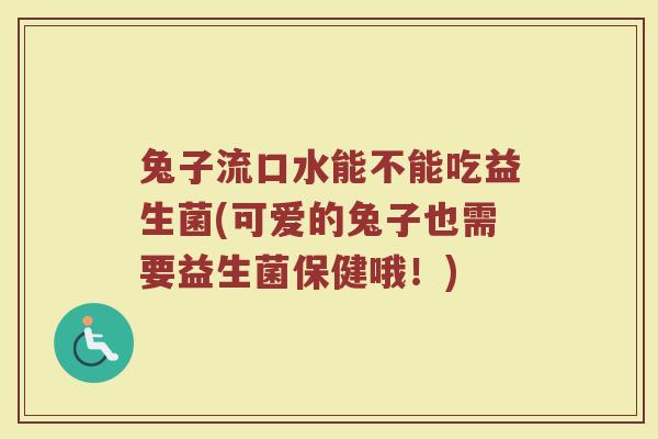兔子流口水能不能吃益生菌(可爱的兔子也需要益生菌保健哦！)