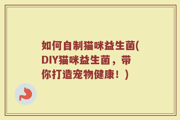 如何自制猫咪益生菌(DIY猫咪益生菌，带你打造宠物健康！)