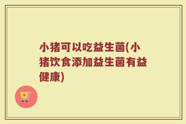 小猪可以吃益生菌(小猪饮食添加益生菌有益健康)