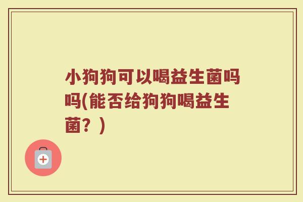 小狗狗可以喝益生菌吗吗(能否给狗狗喝益生菌？)