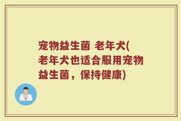 宠物益生菌 老年犬(老年犬也适合服用宠物益生菌，保持健康)