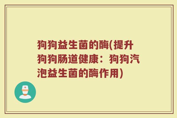 狗狗益生菌的酶(提升狗狗肠道健康：狗狗汽泡益生菌的酶作用)
