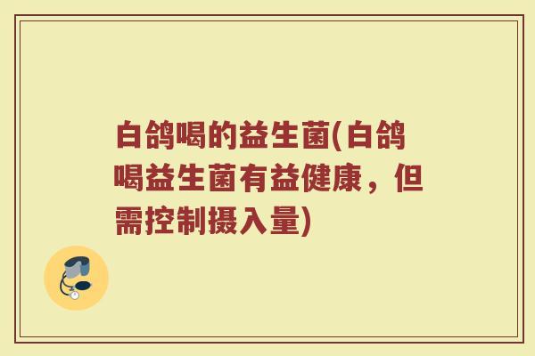 白鸽喝的益生菌(白鸽喝益生菌有益健康，但需控制摄入量)