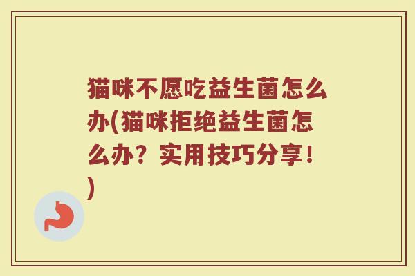 猫咪不愿吃益生菌怎么办(猫咪拒绝益生菌怎么办？实用技巧分享！)