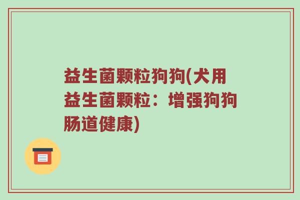 益生菌颗粒狗狗(犬用益生菌颗粒:增强狗狗肠道健康) 益生菌颗粒狗狗(犬用益生菌颗粒:增强狗狗肠道健康)