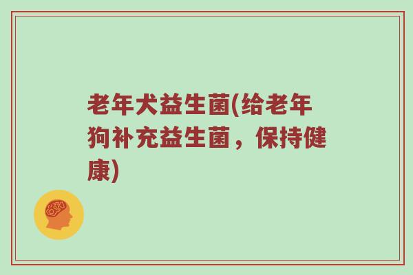 老年犬益生菌(给老年狗补充益生菌，保持健康)