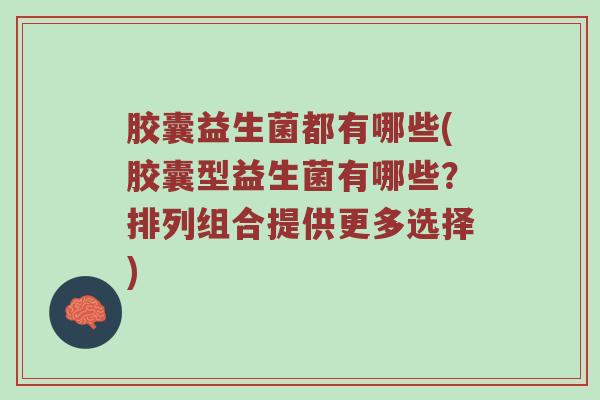胶囊益生菌都有哪些(胶囊型益生菌有哪些？排列组合提供更多选择)