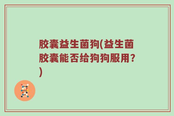 胶囊益生菌狗(益生菌胶囊能否给狗狗服用？)