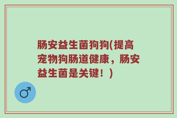 肠安益生菌狗狗(提高宠物狗肠道健康，肠安益生菌是关键！)