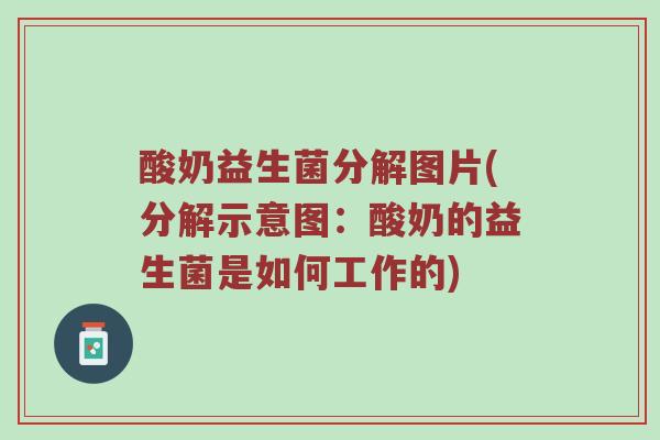 酸奶益生菌分解图片(分解示意图：酸奶的益生菌是如何工作的)