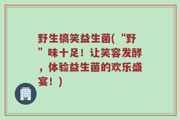 野生搞笑益生菌(“野”味十足！让笑容发酵，体验益生菌的欢乐盛宴！)