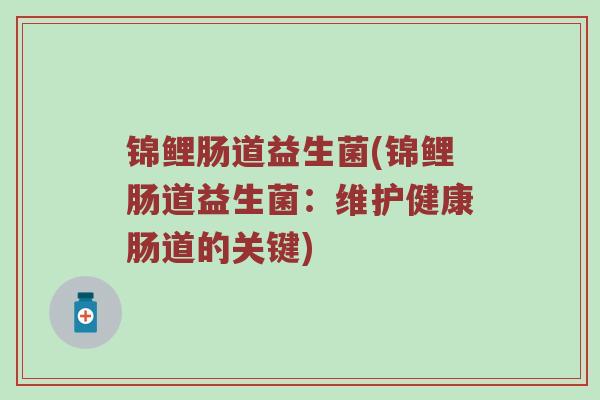 锦鲤肠道益生菌(锦鲤肠道益生菌：维护健康肠道的关键)