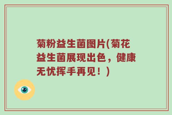菊粉益生菌图片(菊花益生菌展现出色，健康无忧挥手再见！)