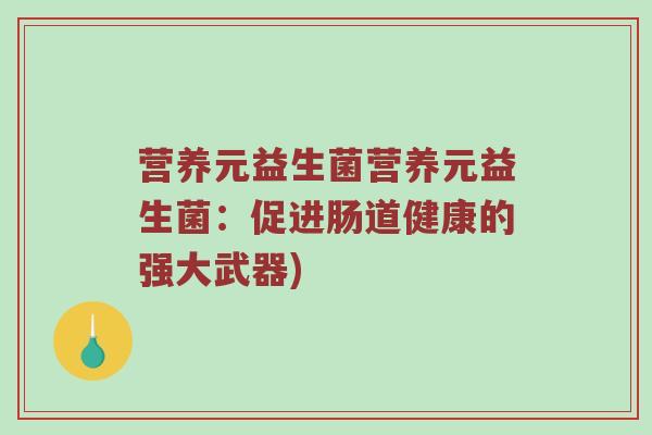 营养元益生菌营养元益生菌：促进肠道健康的强大武器)
