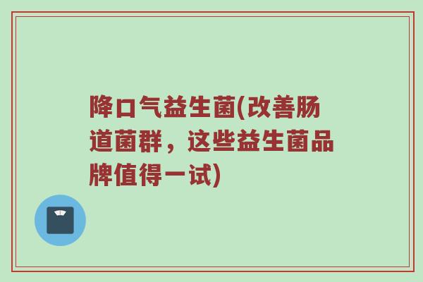 降口气益生菌(改善肠道菌群，这些益生菌品牌值得一试)