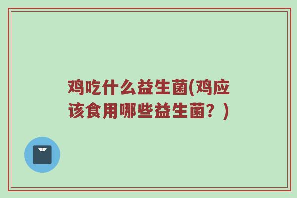 鸡吃什么益生菌(鸡应该食用哪些益生菌？)